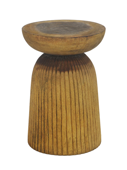Ribbed Wooden Stool