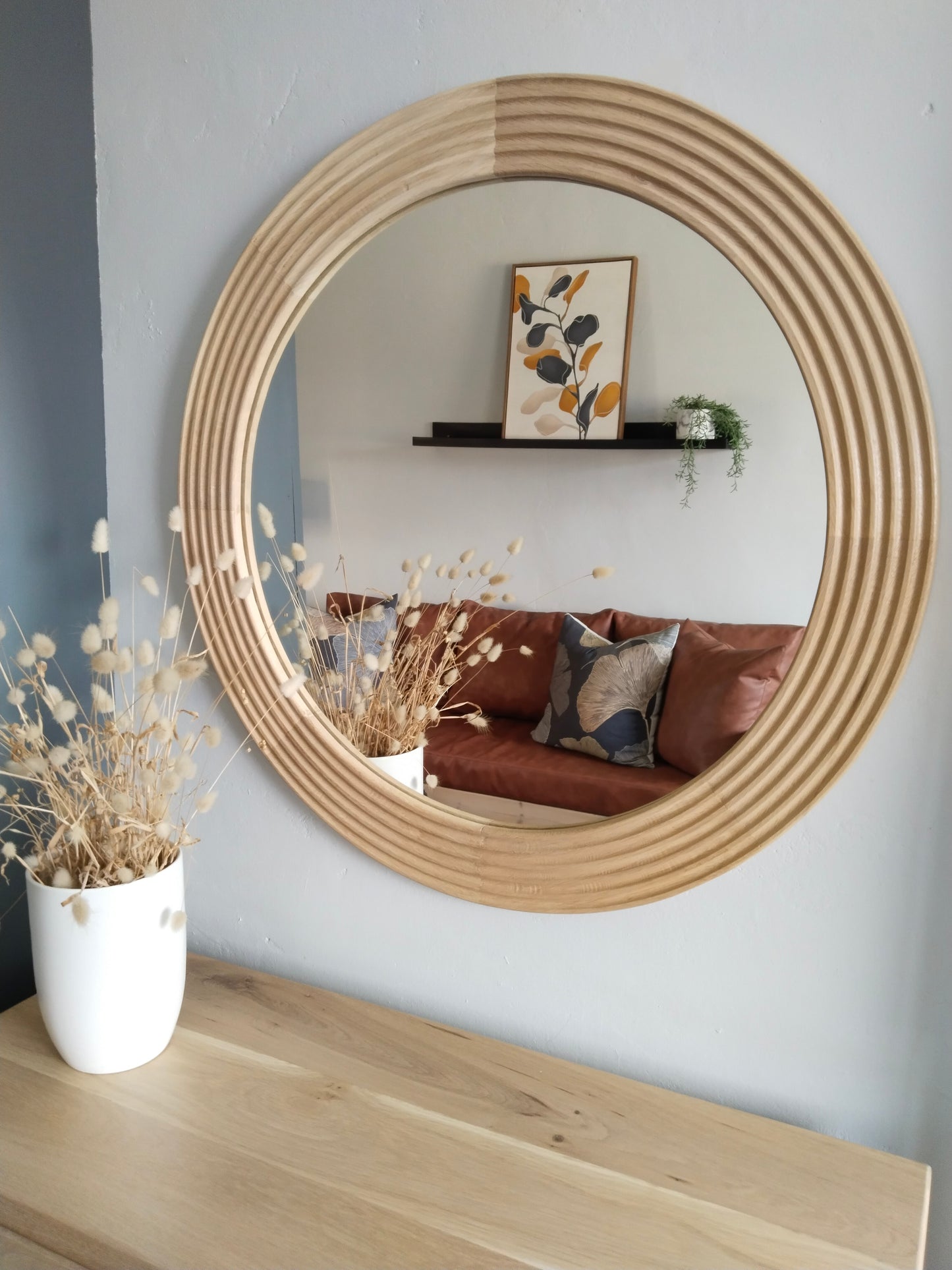 Round Port Oak Mirror