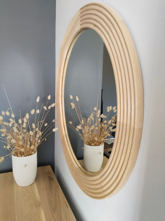 Round Port Oak Mirror