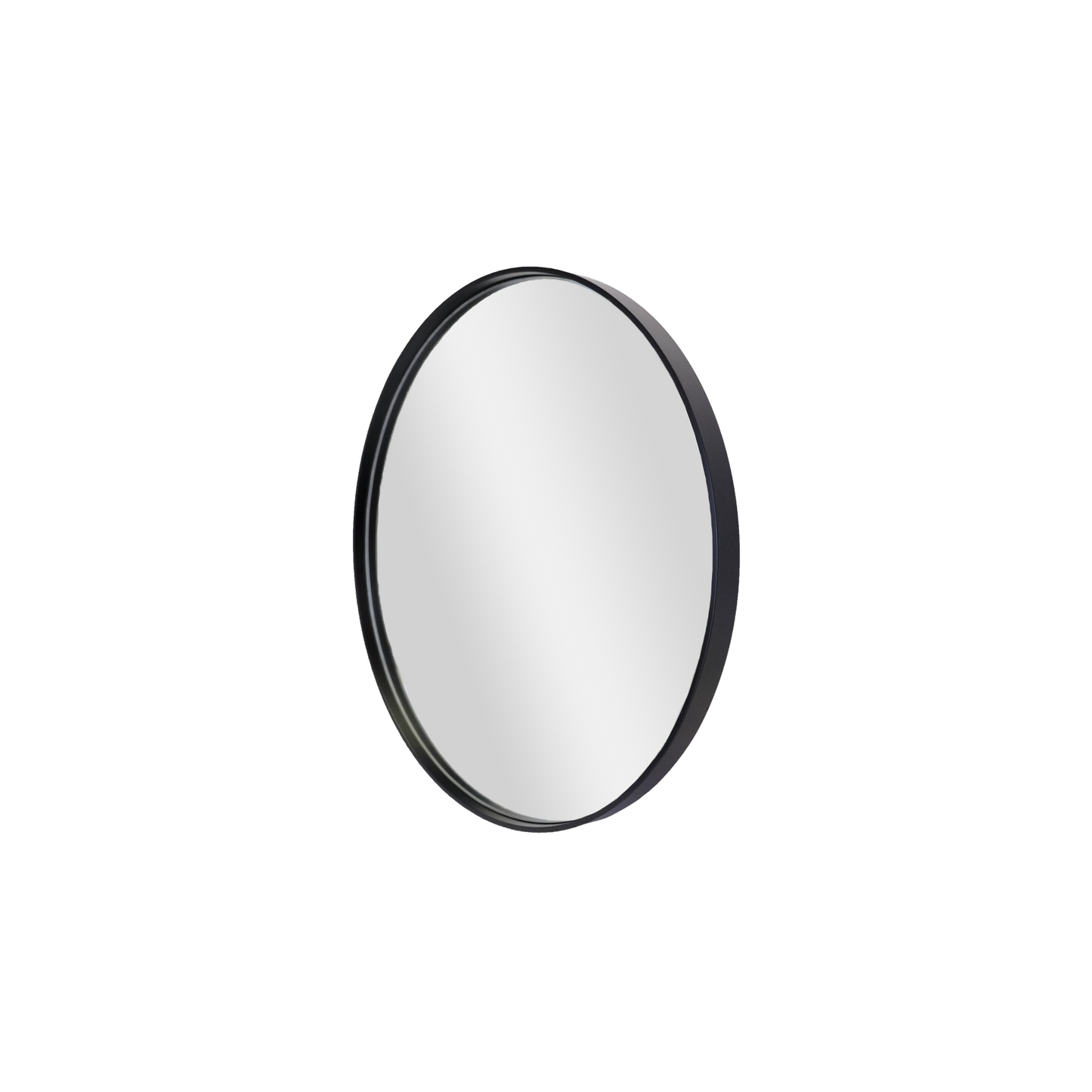 Deep Frame Round Mirror Black