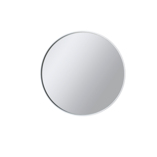 Deep Frame Round Mirror White