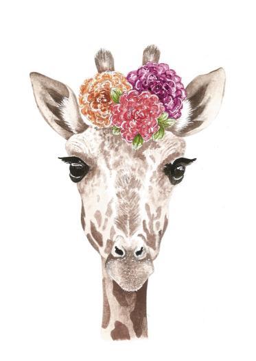 Giraffe with Flower Crown Art Print - Esque