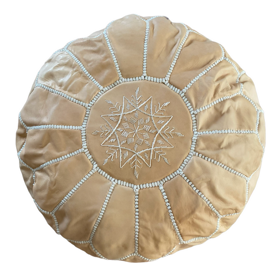 Moroccan Genuine Leather Pouf Nude