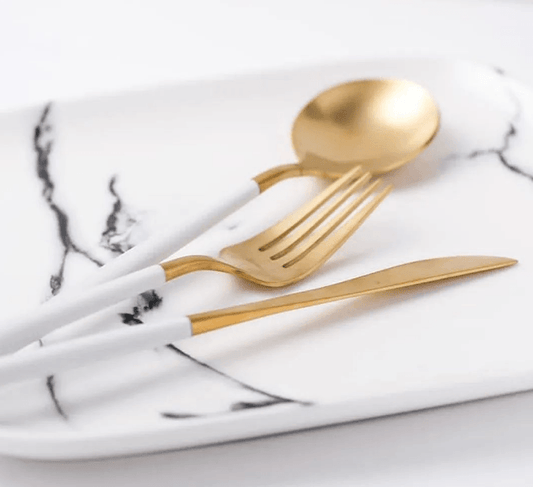 Dubai 16 Piece Cutlery Set - White and Gold