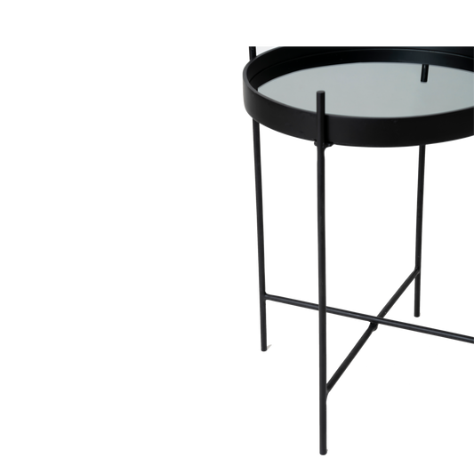 Matt Black Mirror Side Table