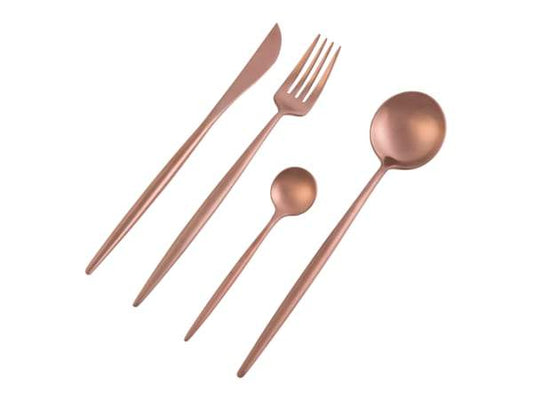 Dubai matte rose gold 16 piece cutlery set