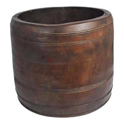 Antique Wooden Oil Pot Large