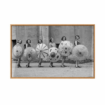Framed Canvas Print ~ Umbrella Ladies