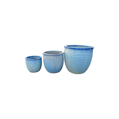 Powder Blue Glazed Planter Sets