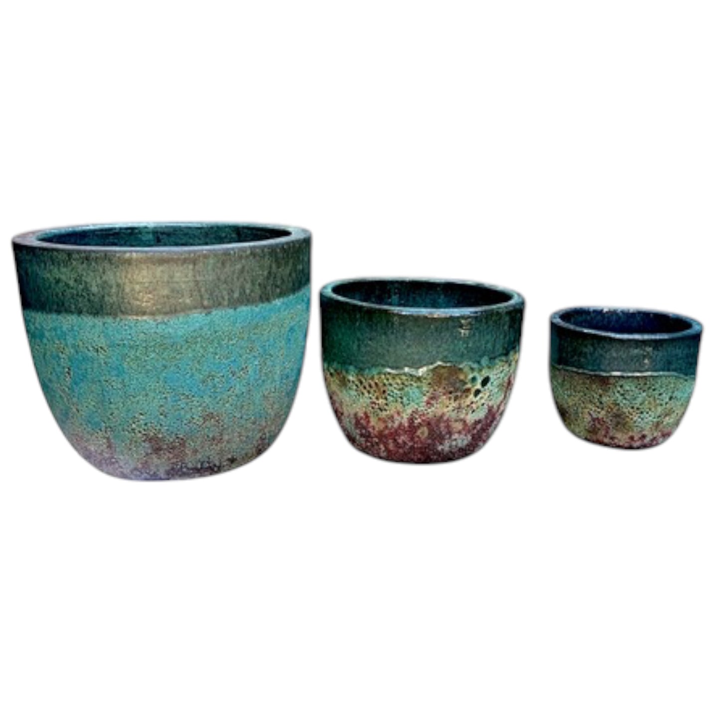 Large Moss Glazed Planter Sets