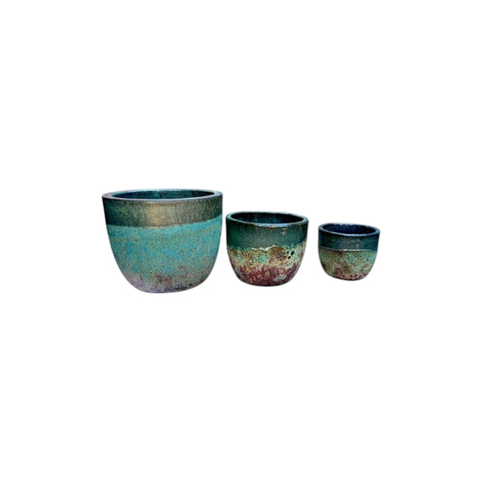 Large Moss Glazed Planter Sets