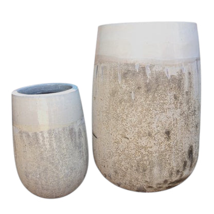 XL Creme Glazed Planter Set