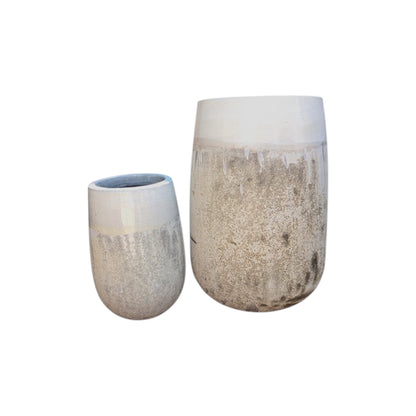 XL Creme Glazed Planter Set