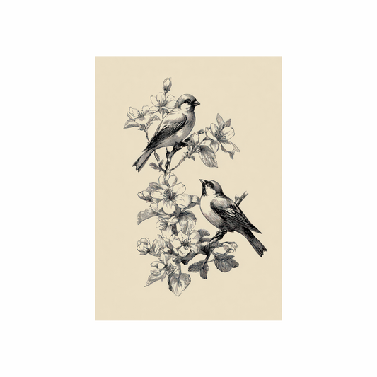 Illustration of finches