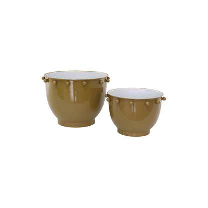 Tobacco Dot Bowl Planter Set
