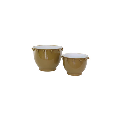 Tobacco Dot Bowl Planter Set
