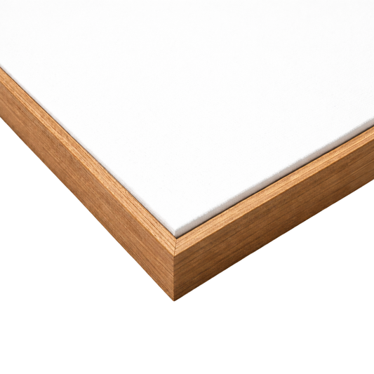 Esque House_Framed Canvas_Wooden picture frame corner on a white background