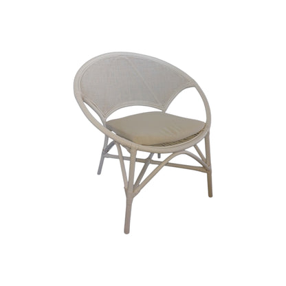Rounded White Cocoa Rattan Chair