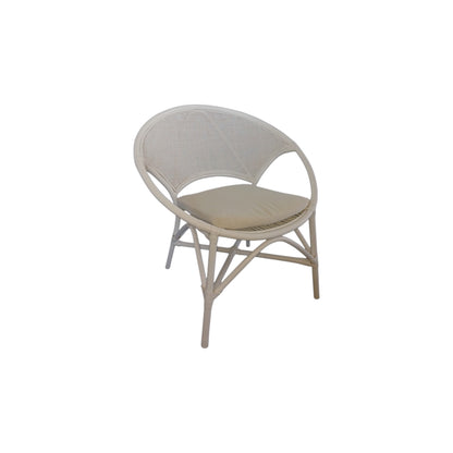 Rounded White Cocoa Rattan Chair