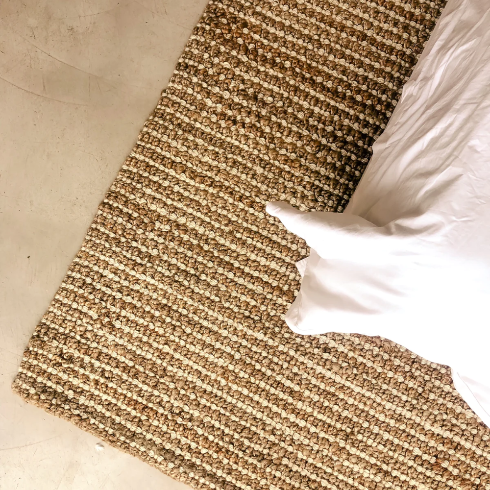 Jute Natural With Cream Cotton loops Rug