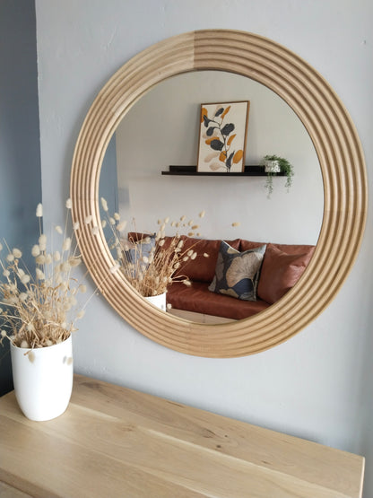 Round Port Oak Mirror