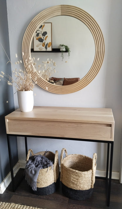 Round Port Oak Mirror