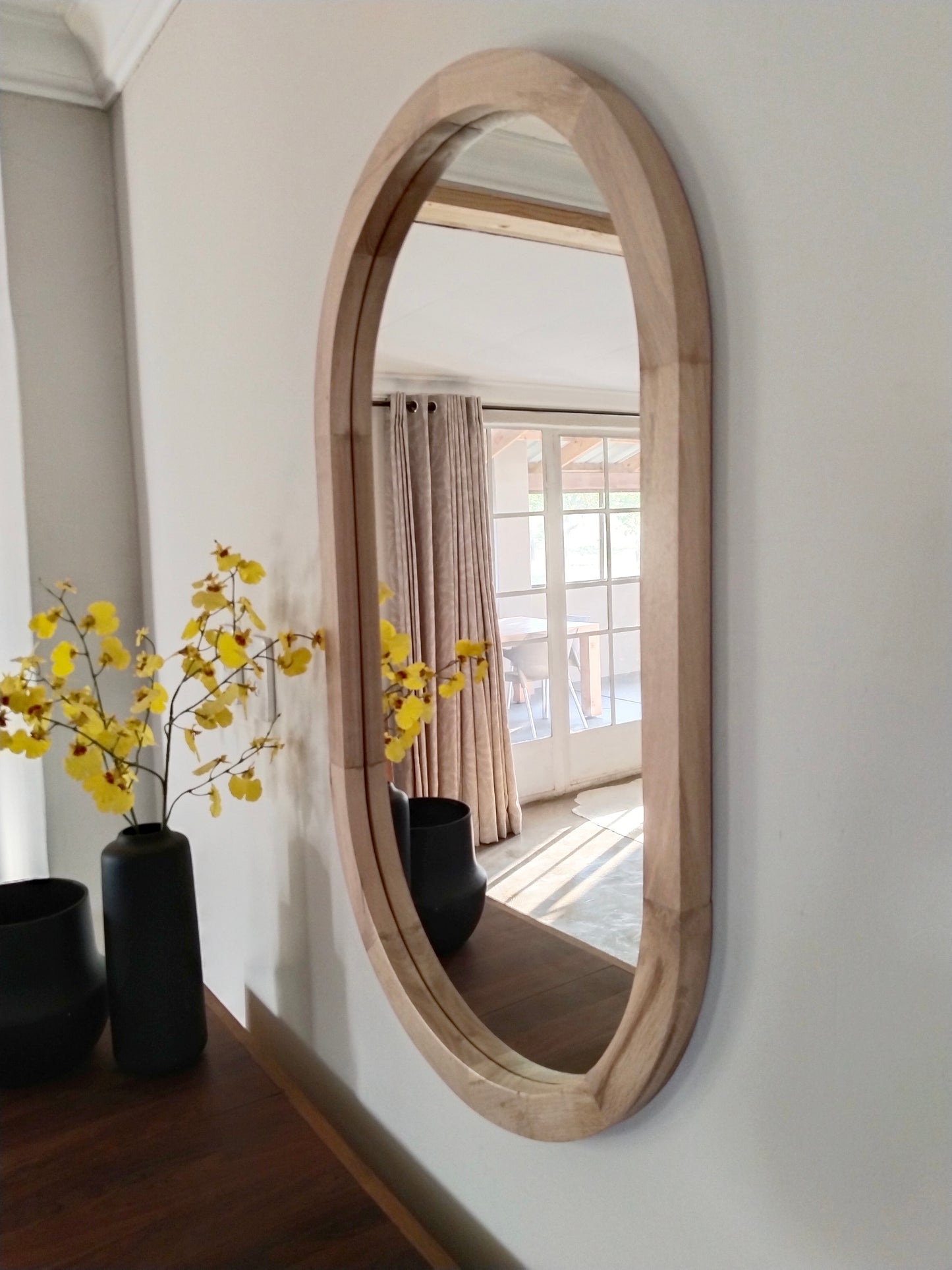 Pill Shape Oak Mirror