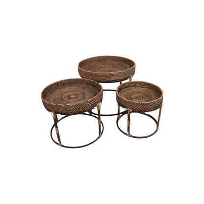 Rattan Nesting Table Set