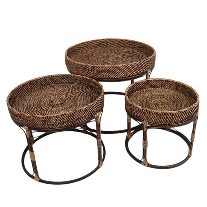 Rattan Nesting Table Set