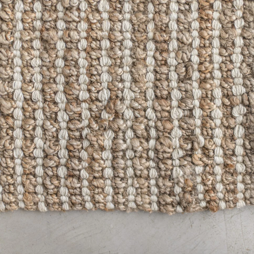 Jute Natural With Cream Cotton loops Rug – Esque