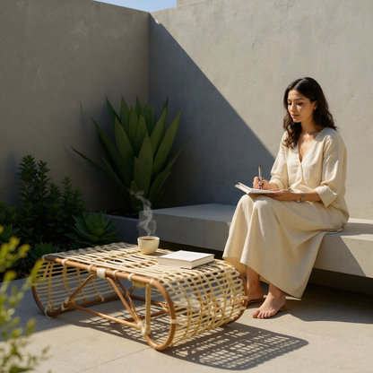 Rattan Wave Coffee Table