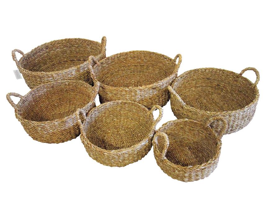Round Fire Wood Basket Set of 6 With Top Handles