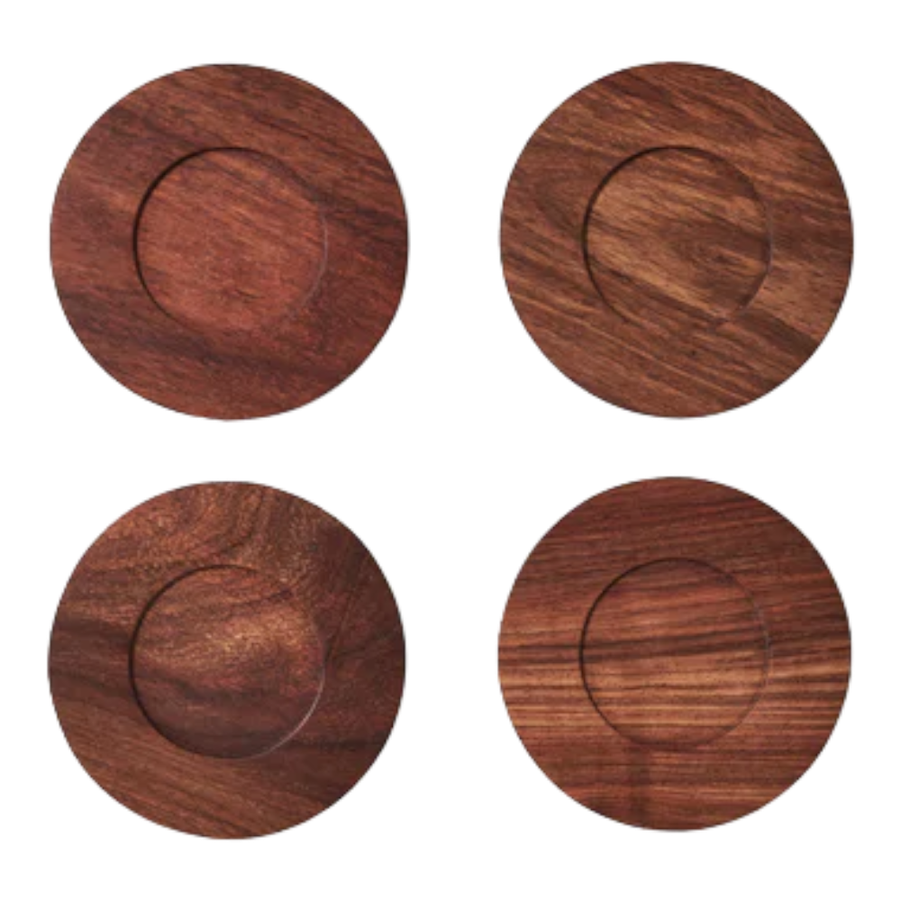 Round Wooden Saucer Set
