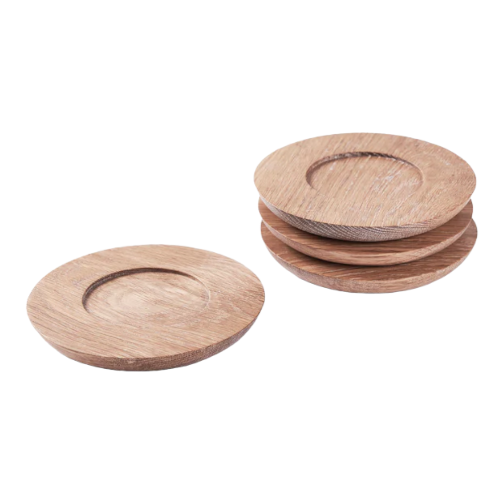 Round Wooden Saucer Set