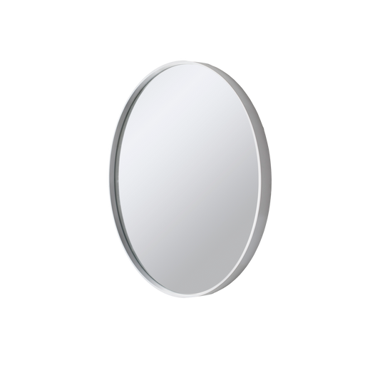 Deep Frame Round Mirror White