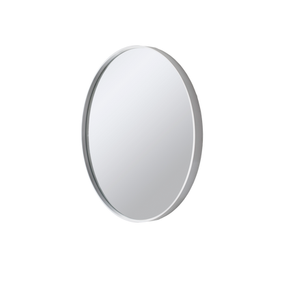 Deep Frame Round Mirror White