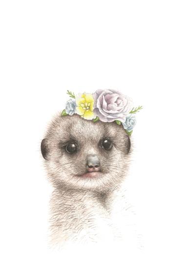 Meerkat with Flower Crown Art Print - Esque
