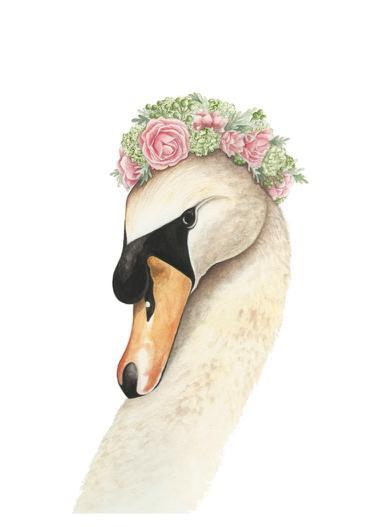 Swan with Flower Crown Art Print - Esque