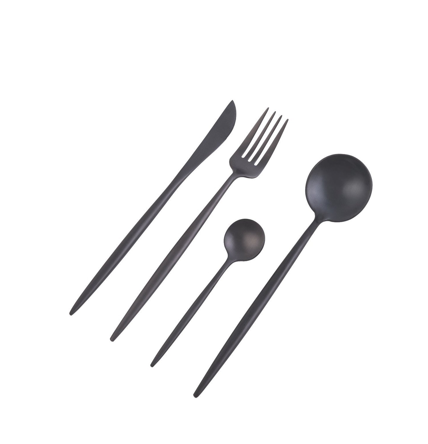 Dubai matte black 16 piece cutlery set