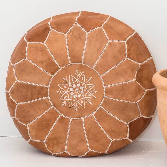 Moroccan Genuine Leather Pouf