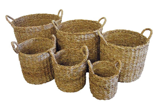 Round Cylinder Basket Set of 6 With Top Handles